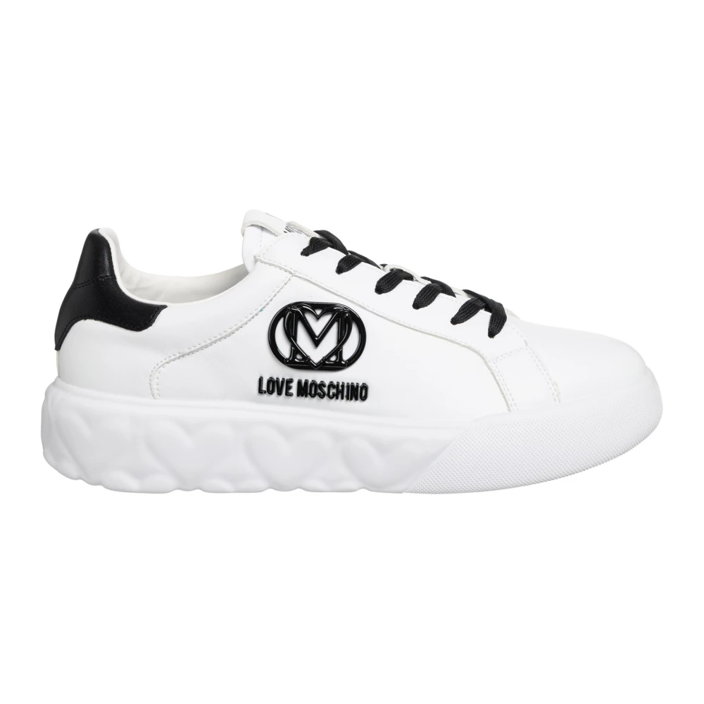 Moschino Love Leren Sneaker in Zwart Wit White Dames