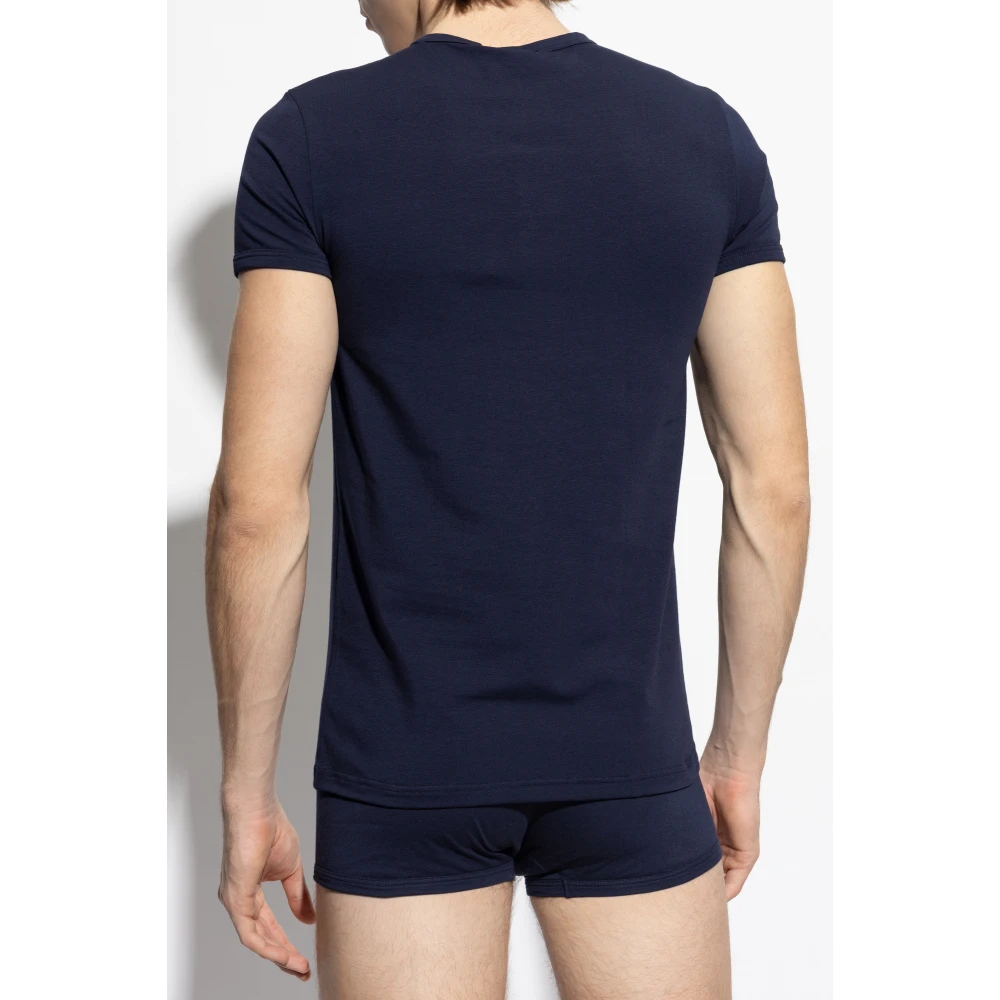 Versace Lingerie T-shirt met V-hals Blue Heren