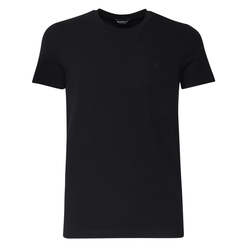 Dondup Herr Svart Toppar S, Bomull, Bomulls-T-Shirt Med Logotyp
