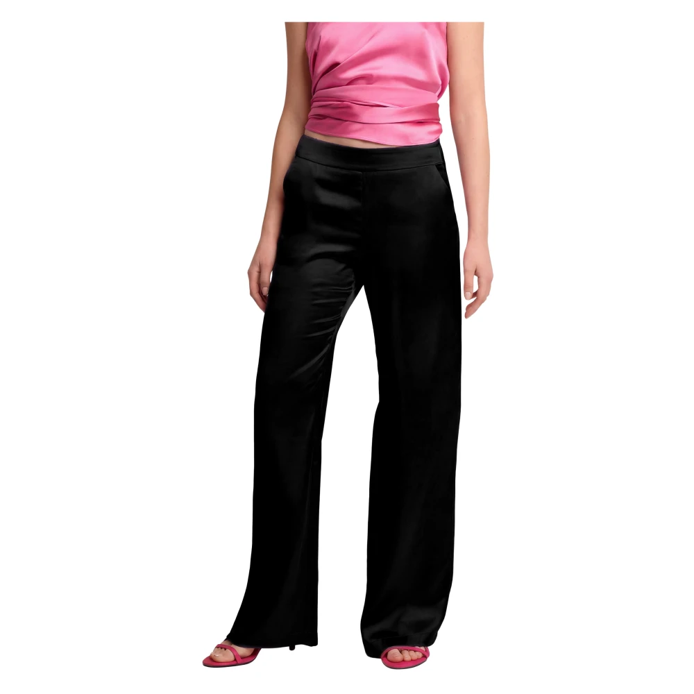 Kocca Women's Black Chic Slightly Flared Bold Trousers - Wide Trousers - L - Trousers