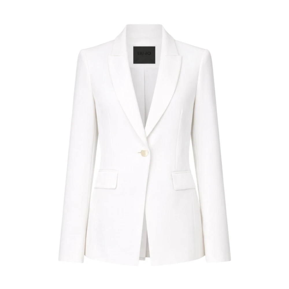 Liu Jo Vrouw Wit Jassen Dames, 2XL, Polyester, Slim-Fit Blazer