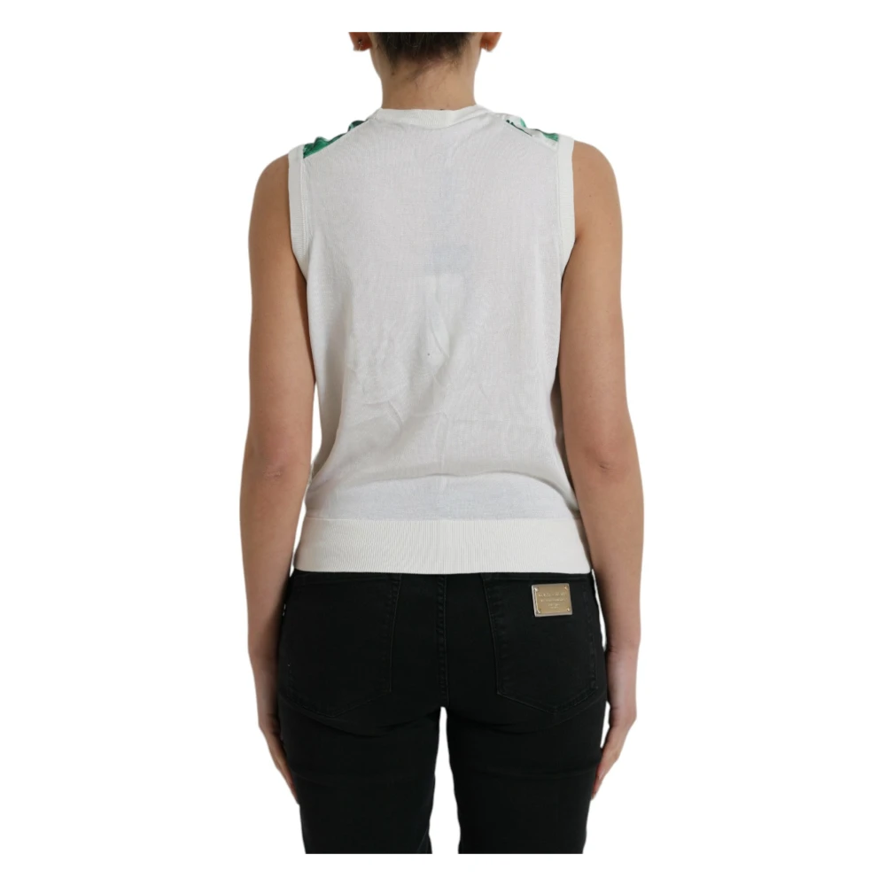 Dolce & Gabbana Zijden Bananenblad Print Tank Top Multicolor Dames