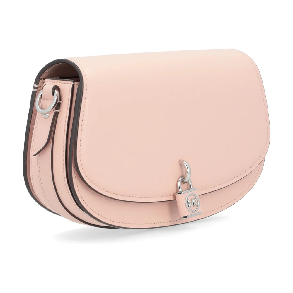 Michael Kors Roze Leren Messenger Tas met Zilveren Details Pink Dames