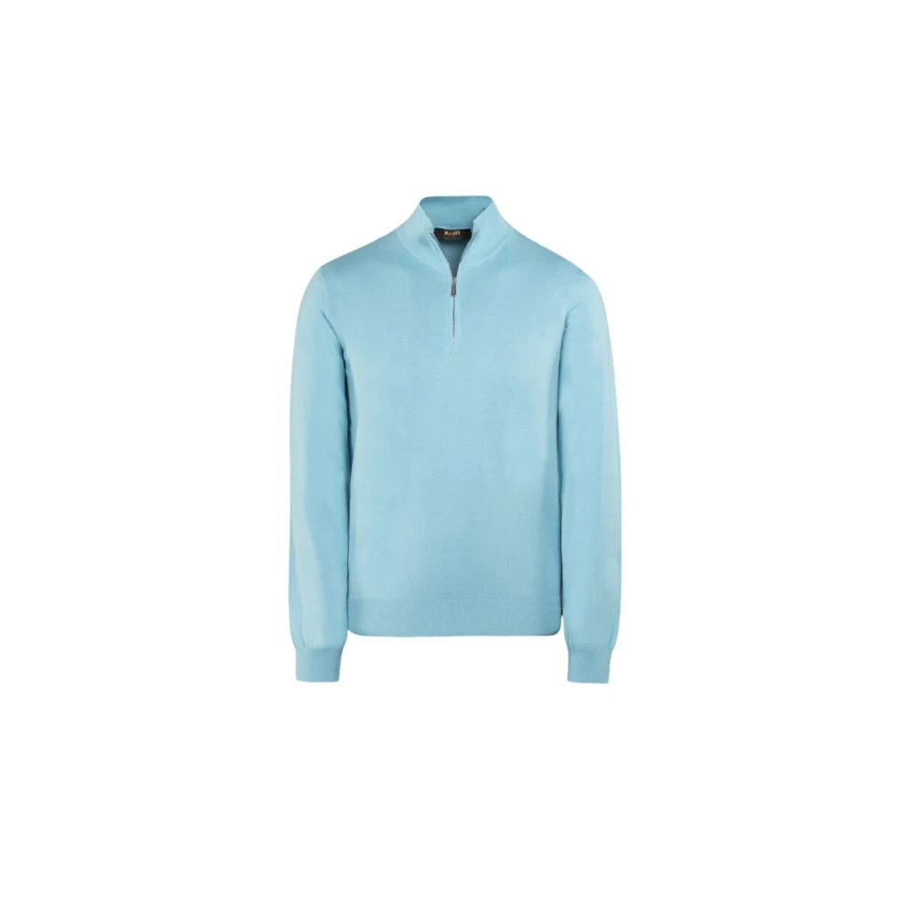 Moorer Men's Blue Turtlenecks, 2XL, Atlante Half-Zip Jumper