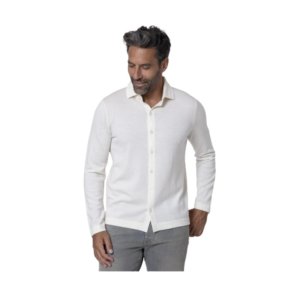 Gran Sasso Klassieke lange mouwen overhemd in ecru White Heren