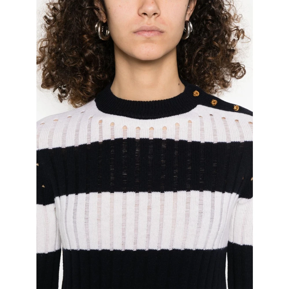 Max Mara Gestreepte Crew Neck Sweater White Dames