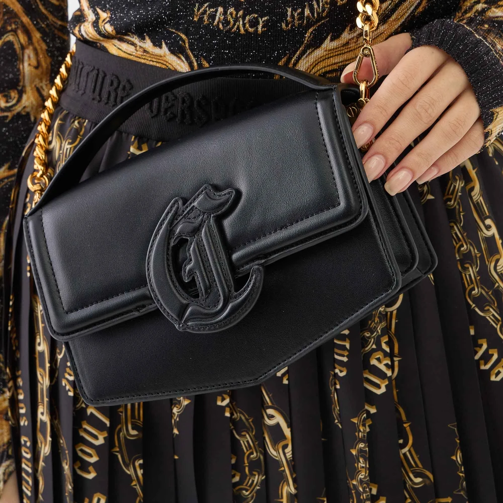 Just Cavalli Logo clutch tas in zwart hars Black Dames