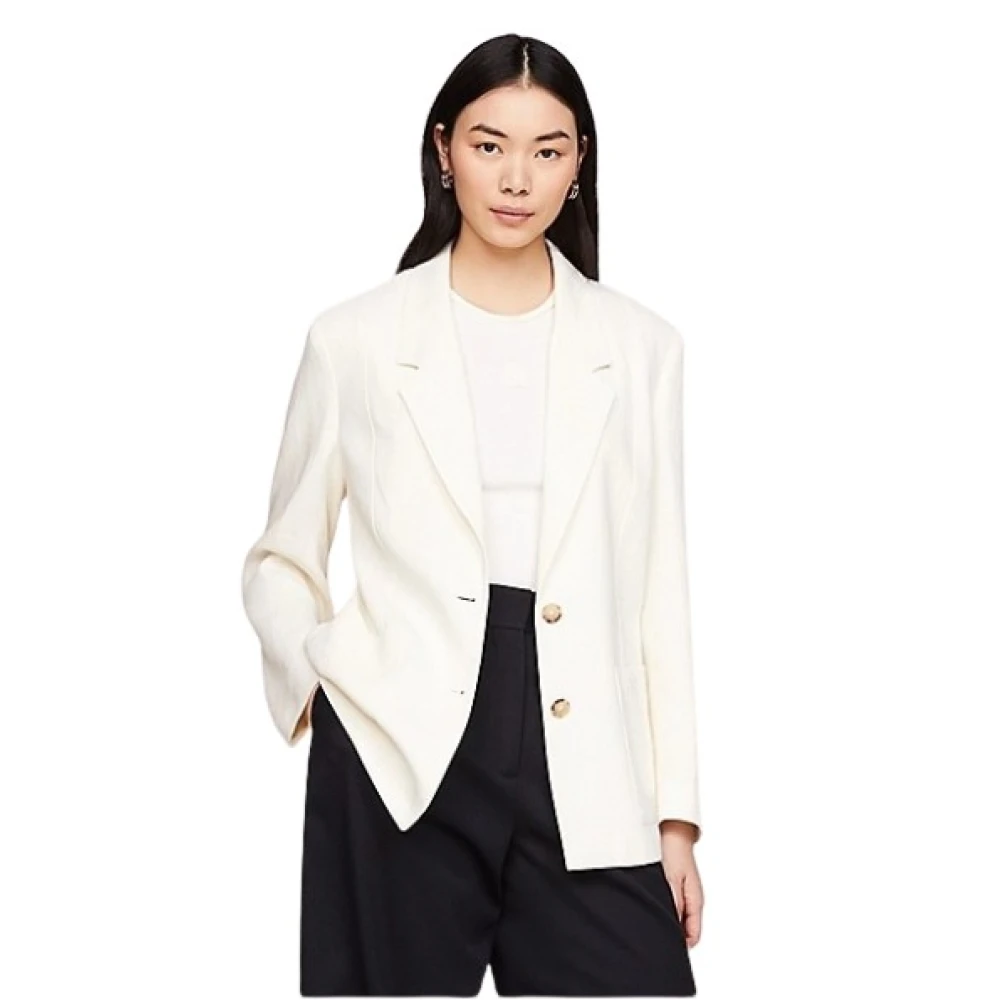 Tommy Hilfiger Linnen Blazer TH Stijl Beige Dames