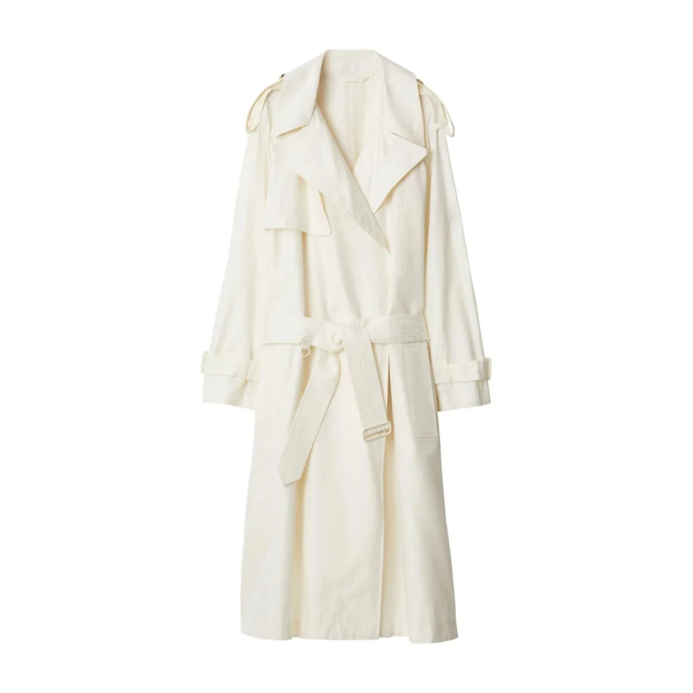 Burberry Graan Gabardine Trench Coat White Dames