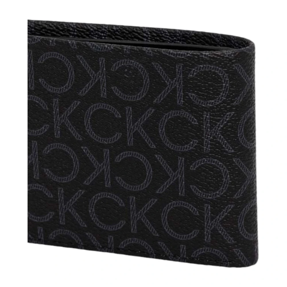 Calvin Klein Zwarte Bedrukte Portemonnee Polyester-Polyurethaan Mix Black Heren