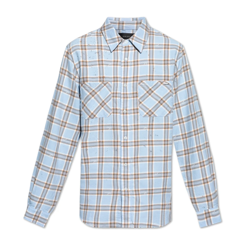 Amiri Geruit patroon overhemd Blue Heren