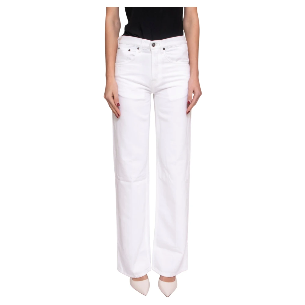 Dondup Women's White Straight Fit Jeans, W29, Straight Jeans