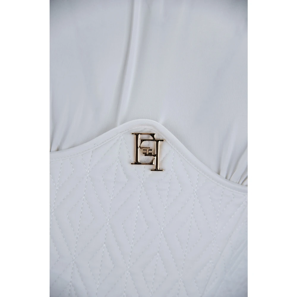 Elisabetta Franchi Korte Jurk met Hoge Kraag White Dames