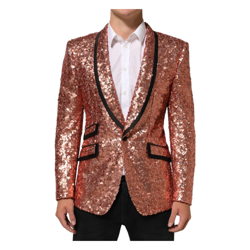 Dolce & Gabbana Men's Pink Sicilia 1 Button Suit Blazer - Blazers - 3XL - Jackets