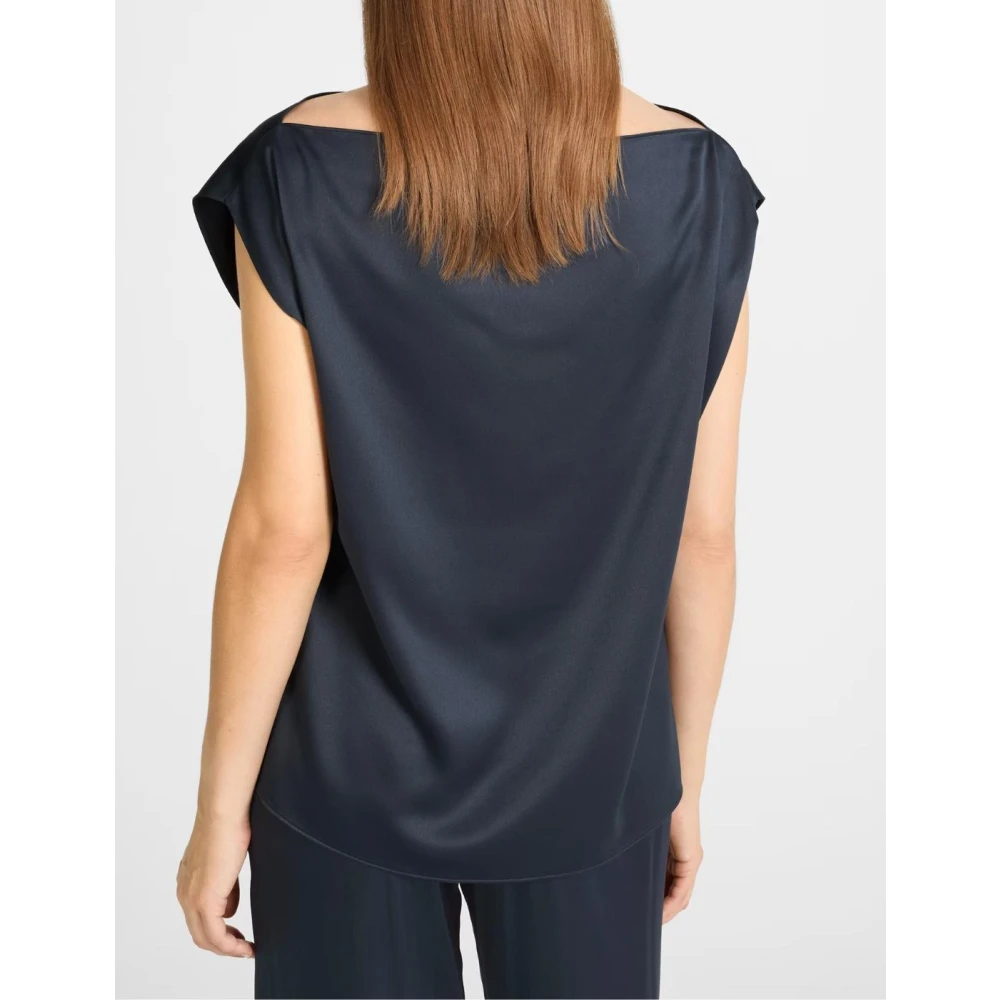 Juvia Satijnen Boothals Top Blue Dames