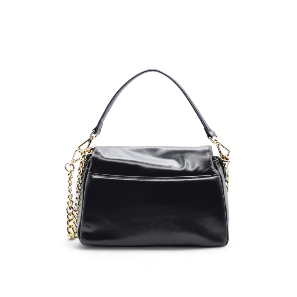 La Carrie Iconische leren schoudertas met mechanische sluiting Black Dames