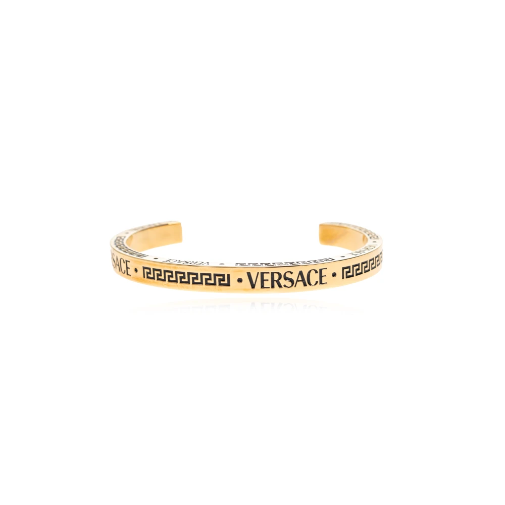 Versace Mannelijk Geel Armband Met Gegraveerd Logo