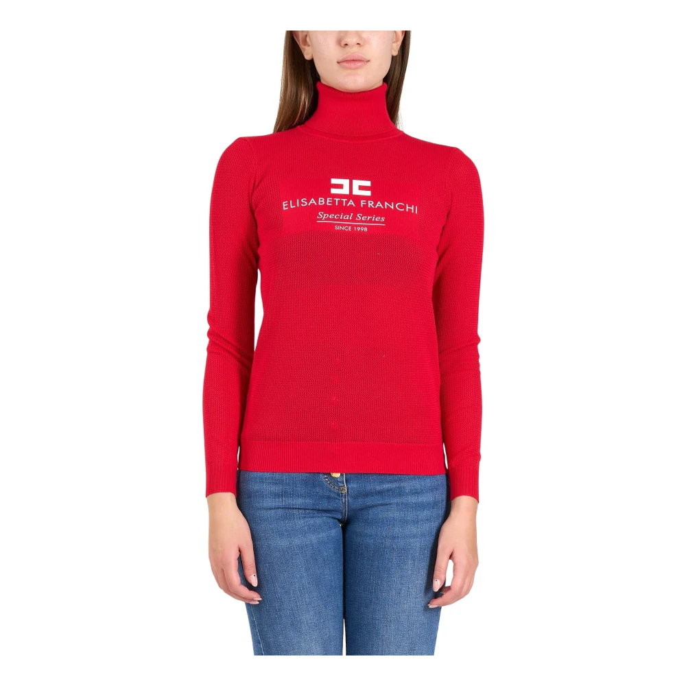 Elisabetta Franchi Logo Coltrui in Viscose Red Dames