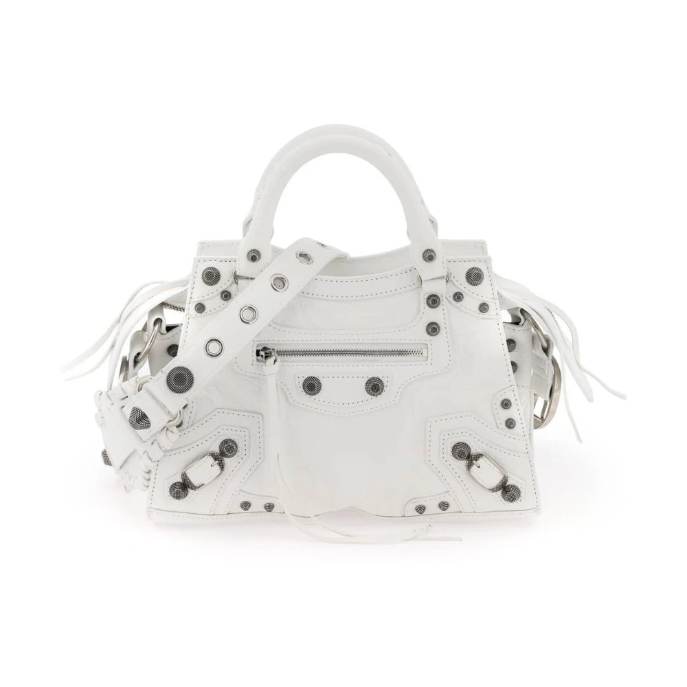 Balenciaga Studded Leren Handtas met Spiegel White Dames
