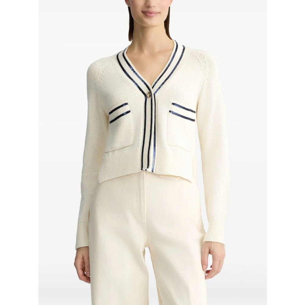 Liu Jo Wit Blauw Sweater Elegant Chic Stijl Beige Dames