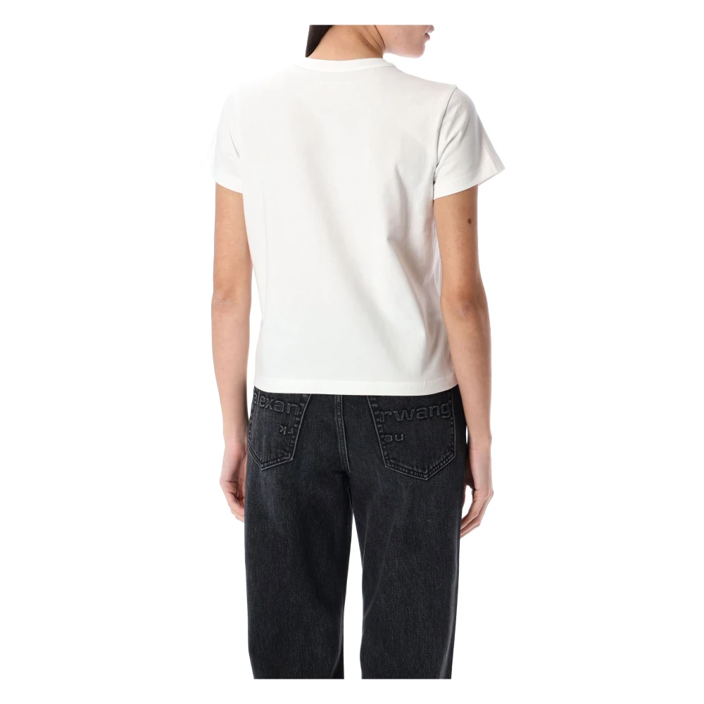 T by Alexander Wang Witte Puff Logo Shrunken T-Shirt White Dames