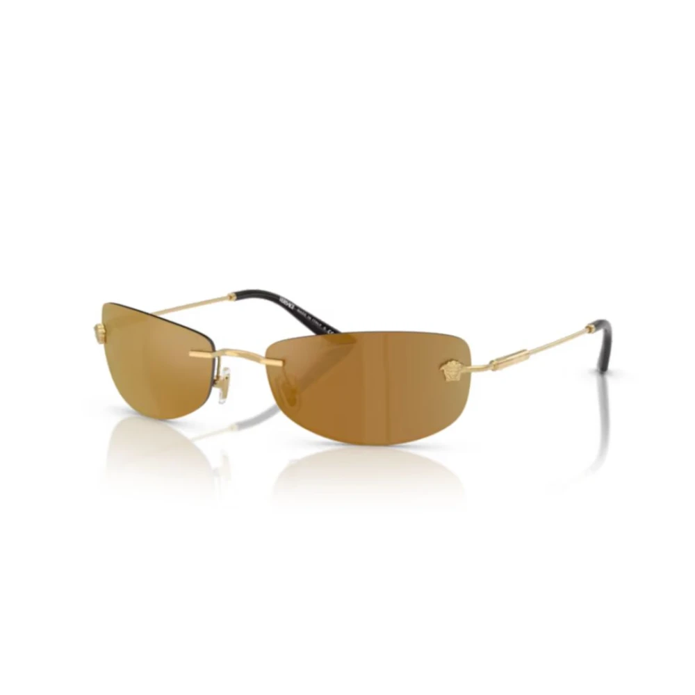 Versace Women's Gold Rimless Rectangle Sunglasses - Image 3