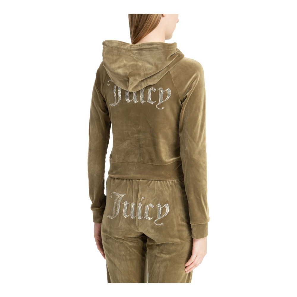 Juicy Couture Effen Logo Hoodie met Trekkoordsluiting Green Dames