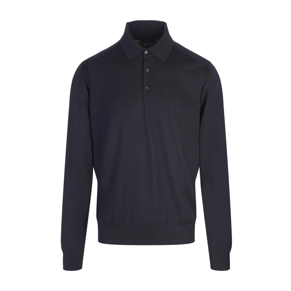 Hugo Boss Blauwe Wol Zijde Kasjmier Trui Blue Heren