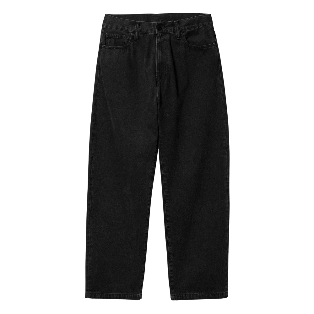 Carhartt Wip Men's Black Wide Trousers, W31, Denim Landon Pant With Abrasive Wash