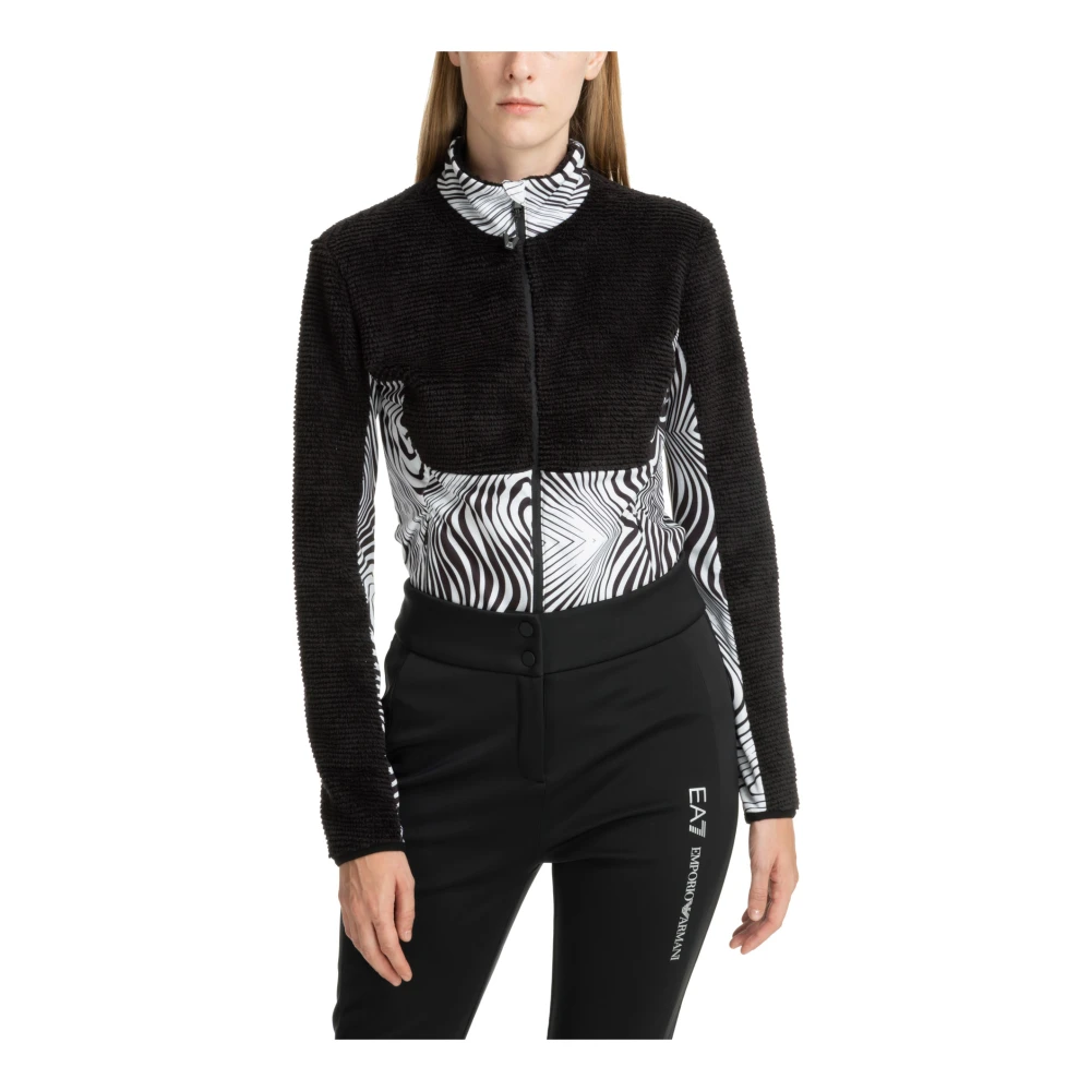 Emporio Armani EA7 Abstract Multicolor Rits-Sweatshirt Black Dames