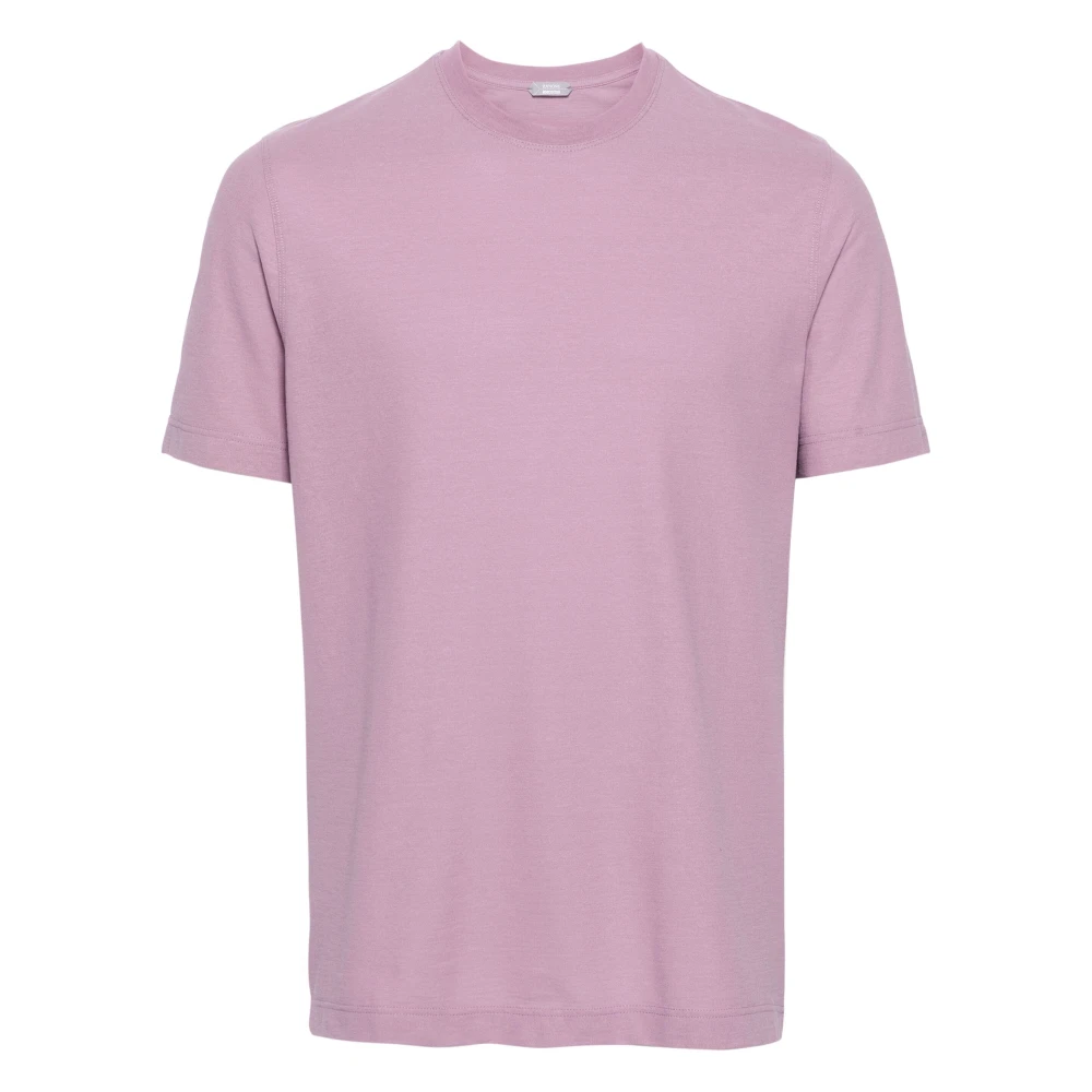 Zanone Katoenen T-shirt met 3 knopen Pink Heren