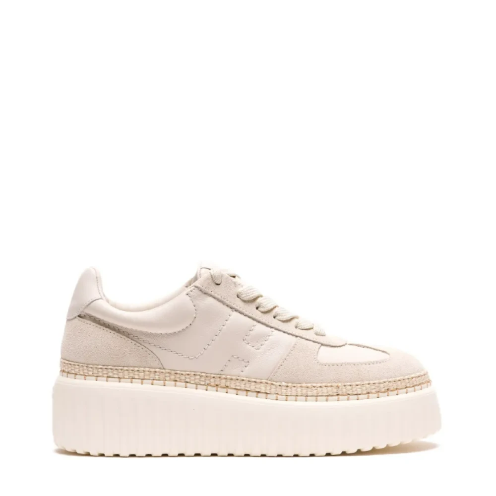 Hogan Women's Beige Sneakers, 4 1/2 Uk, H710 H-Stripes