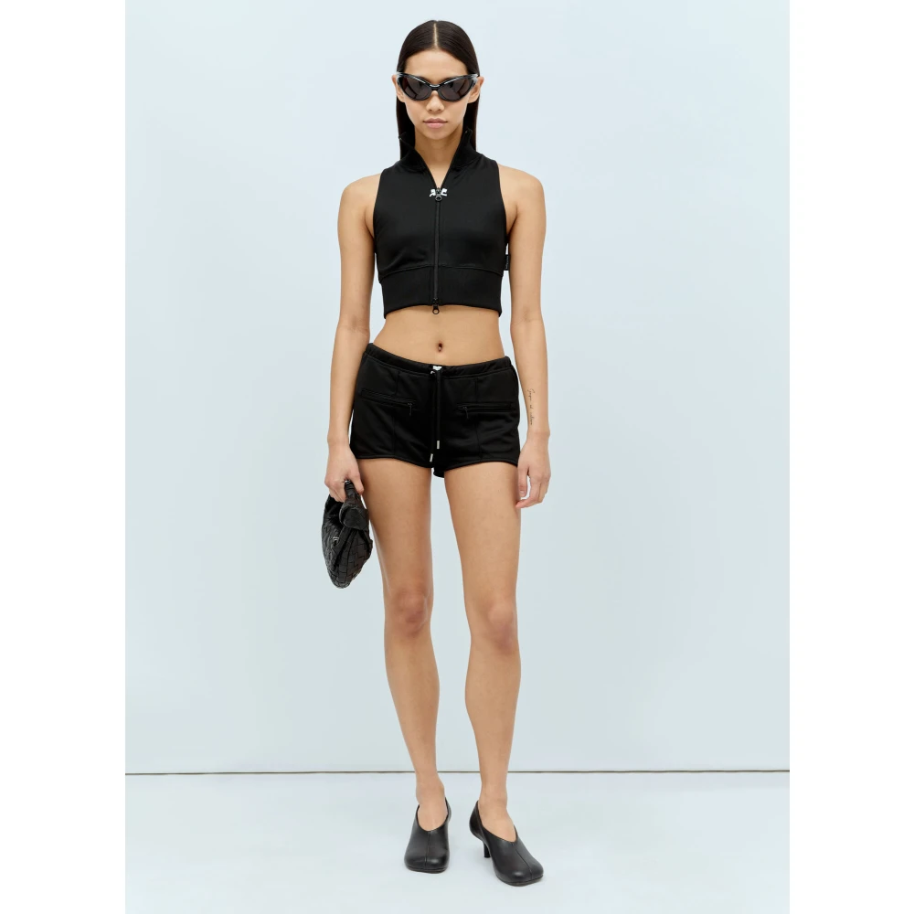 Courrèges Geborduurde Track Mini Shorts Black Dames