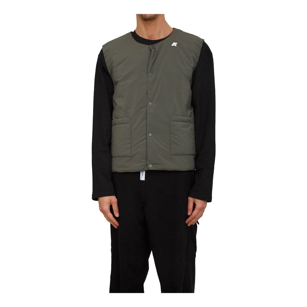 K-Way Mannelijk Groente Jassen Heren, Groen, L, Leer, Valty Plain Warm Vest