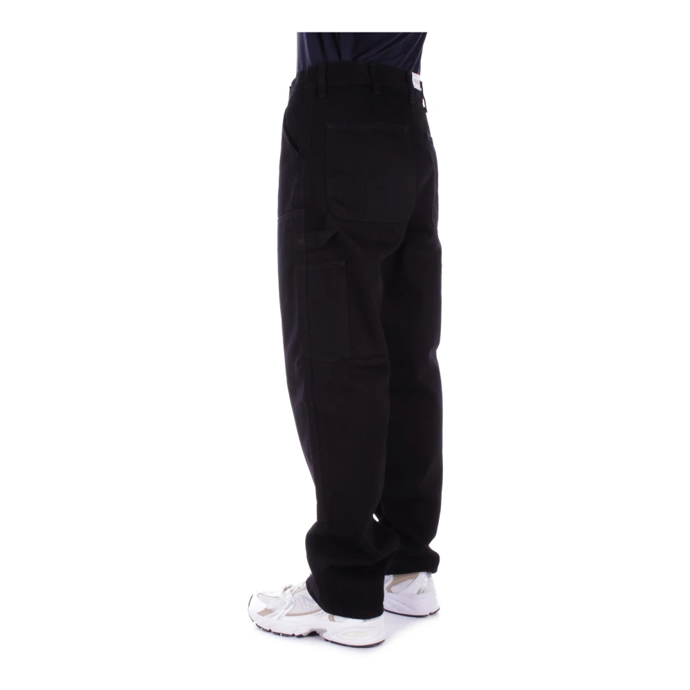 Carhartt WIP Logo Jeans met knoopsluiting Black Heren
