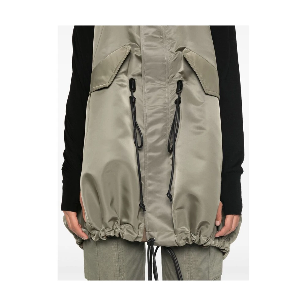Sacai Khaki Utility Jack met Trekkoord Taille Green Dames