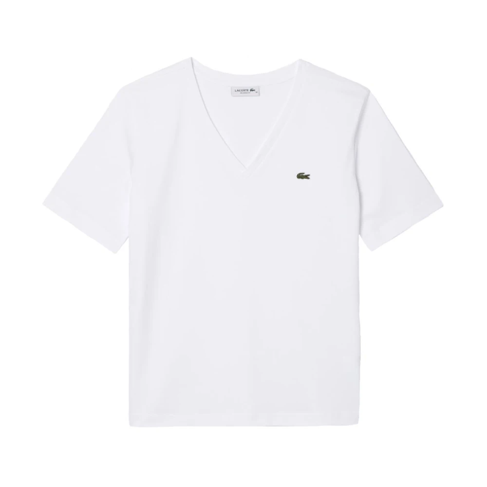 Lacoste Sofistikerad V-Hals T-Shirt White, Dam