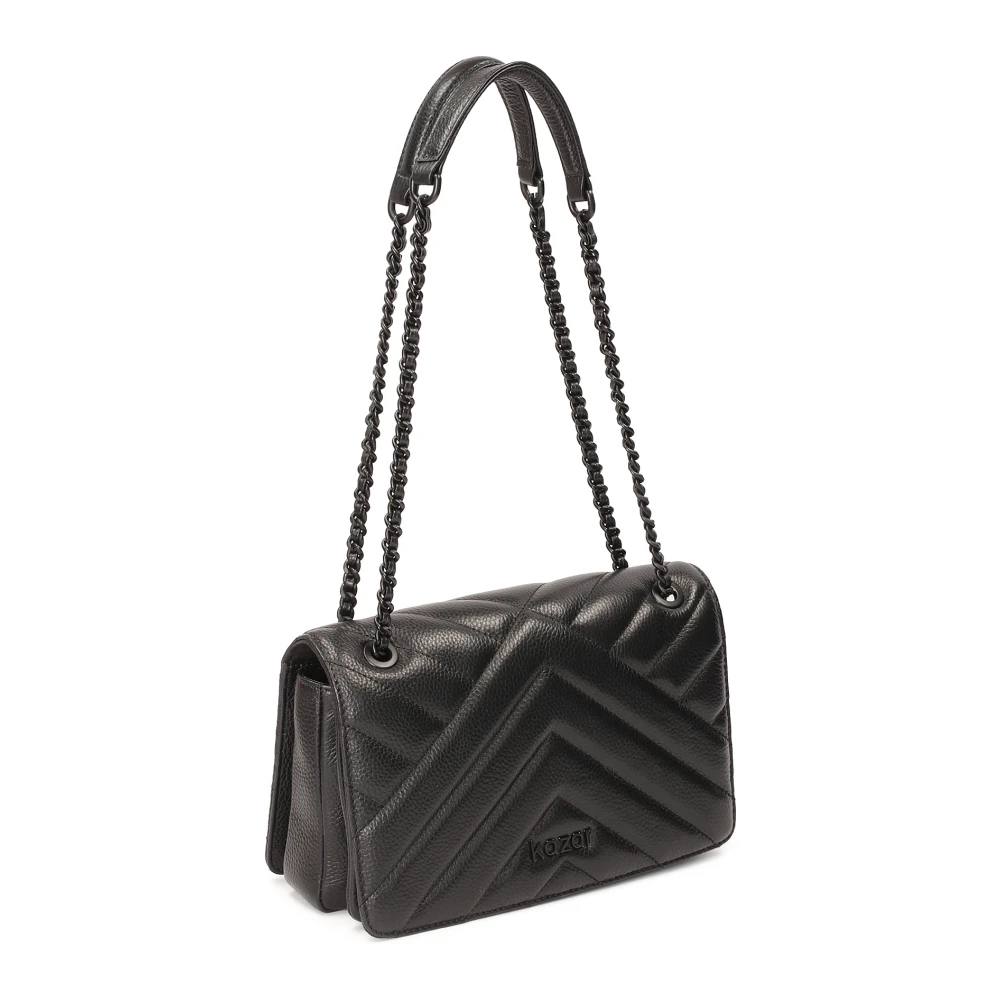 Kazar Langwerpige schoudertas met opvallende stiksels Black Dames