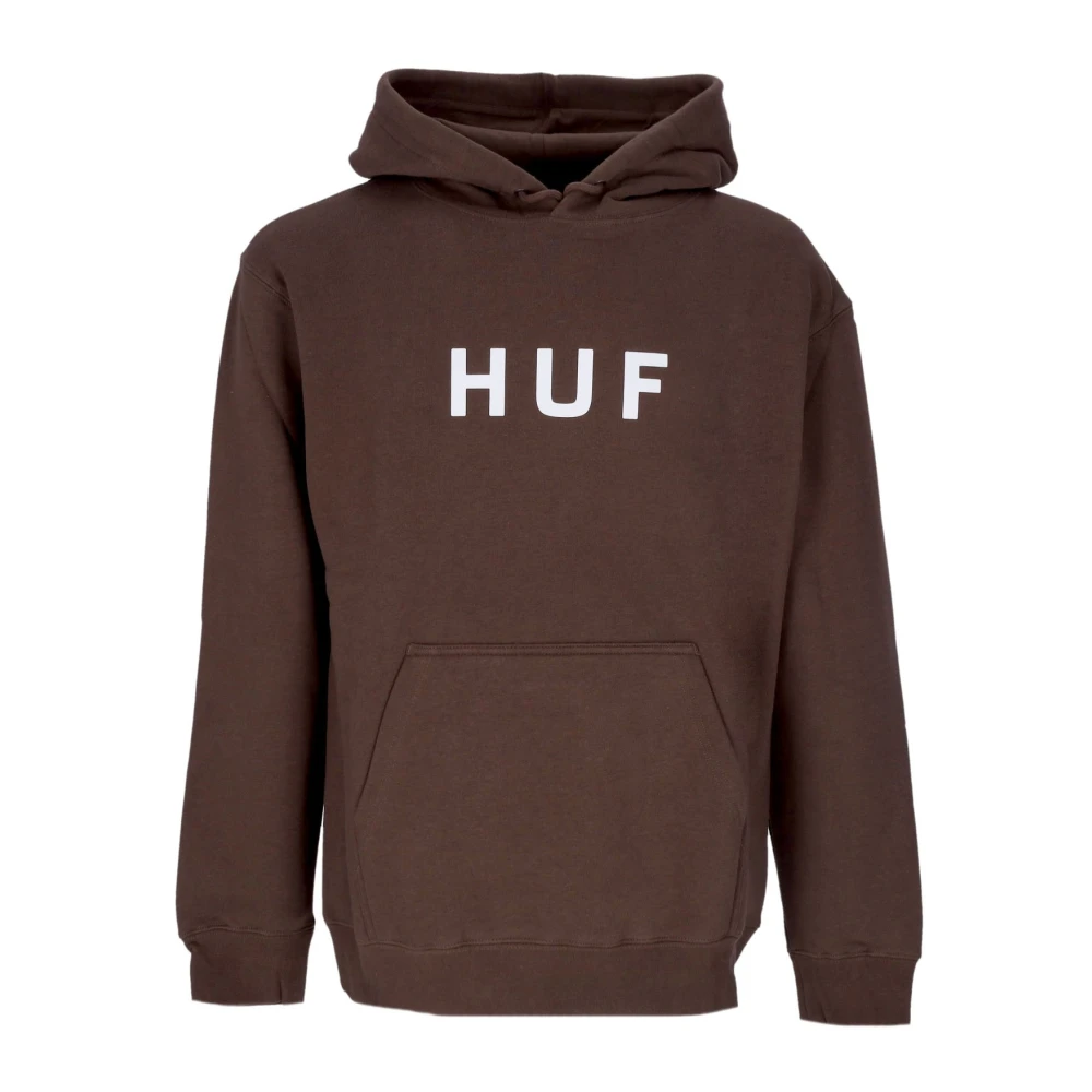Huf Men's Brown Hoodies, Xl, Logo Hoodie Chocolate