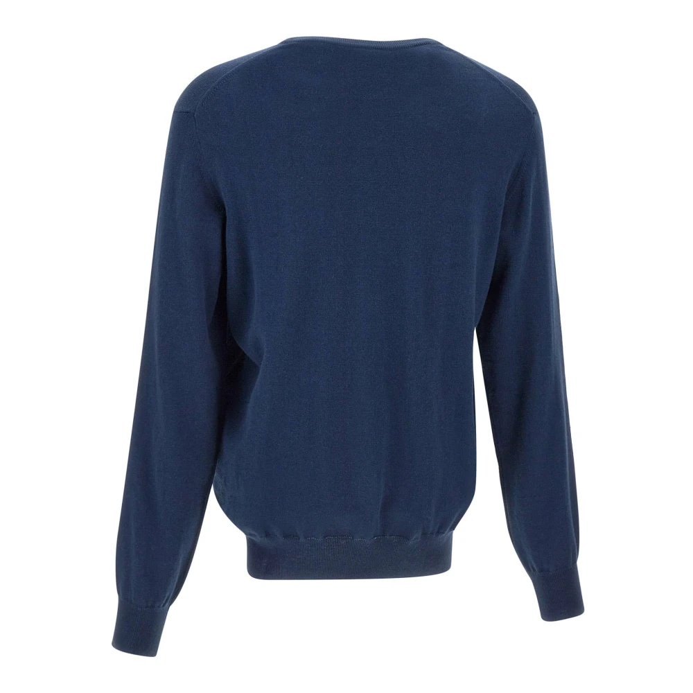 LA MARTINA Heren Wol Katoen Trui Blauw Logo Blue Heren