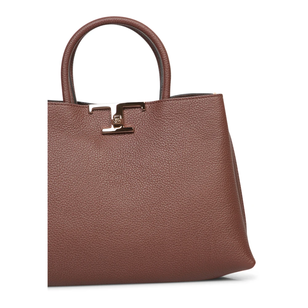 TOD'S Stijlvolle leren tas met magnetische sluiting Brown Dames