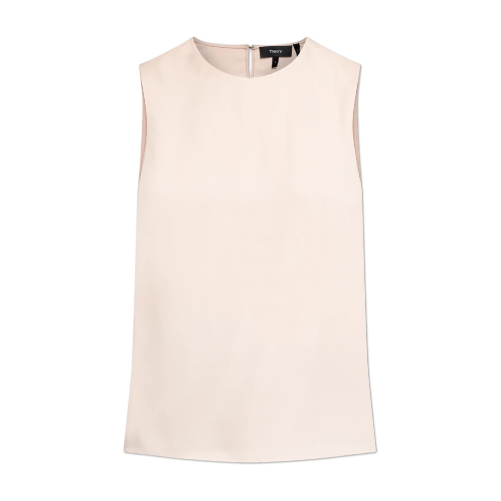Theory Mouwloze zijden top Pink Dames