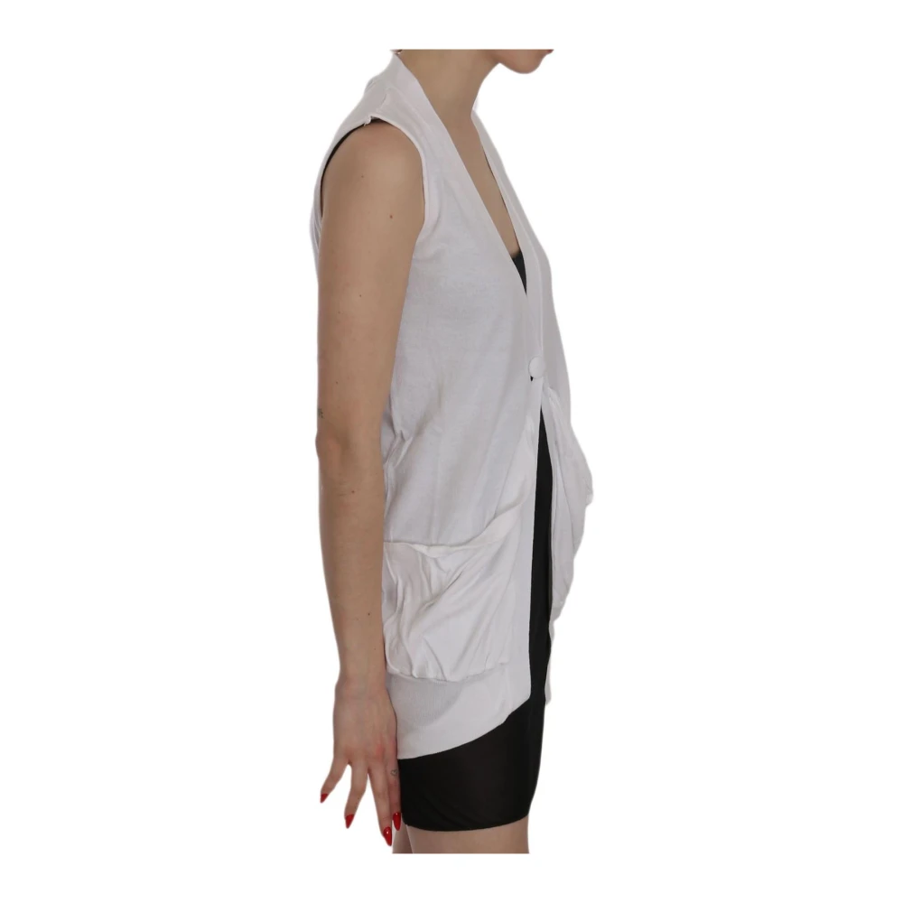 Pink Memories Witte Mouwloze Vest V-Hals Casual White Dames