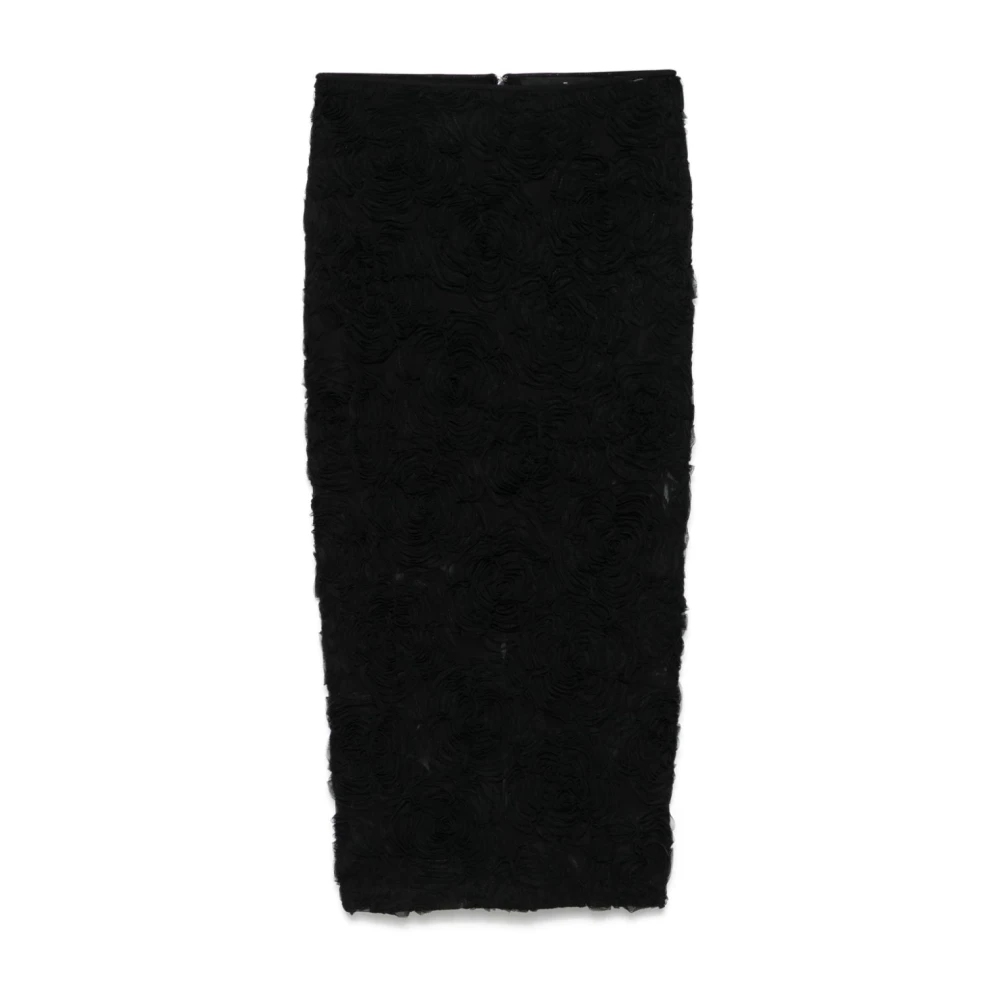 Rotate Birger Christensen Black Flower Mesh Kokerrok Black Dames