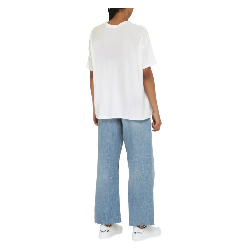 R13 Geribbelde katoenen T-shirt White Dames