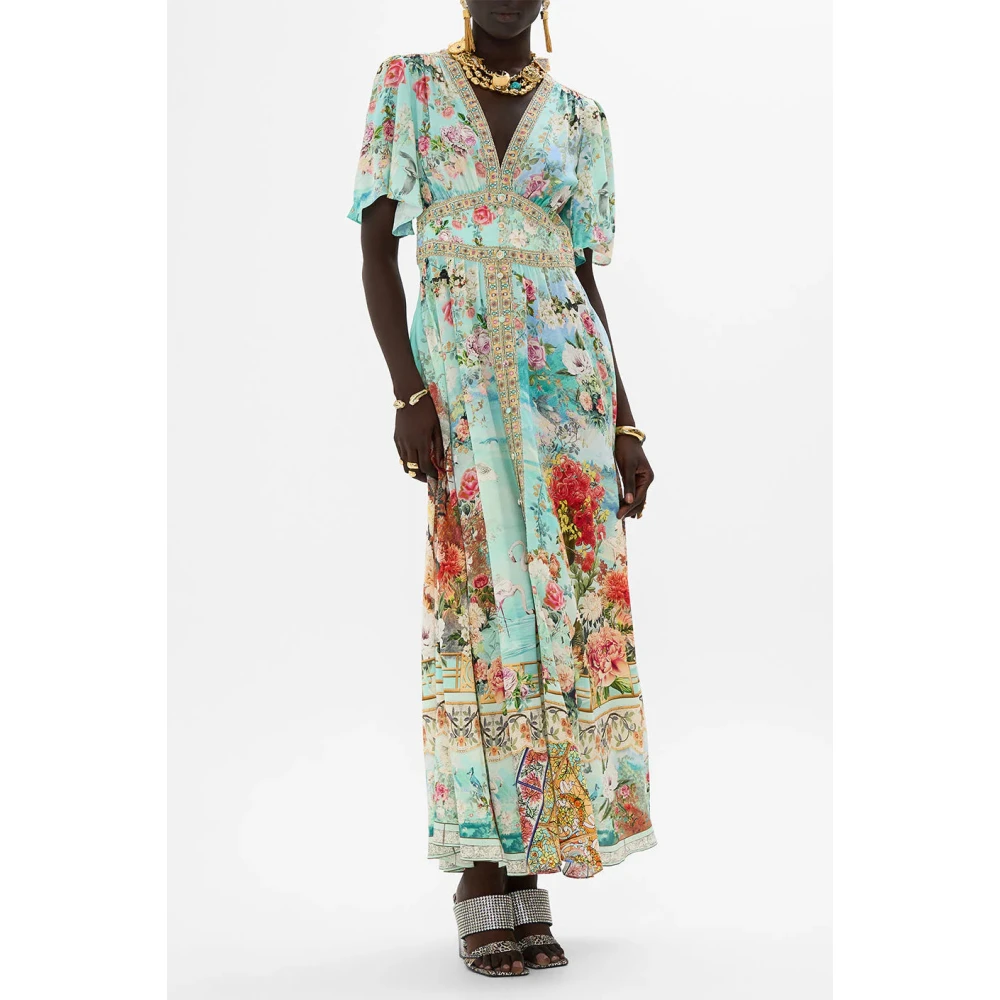 Camilla Zijden jurk met vlindermouwen Multicolor Dames