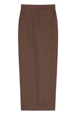brown-denim-effect-skirt-with-slit