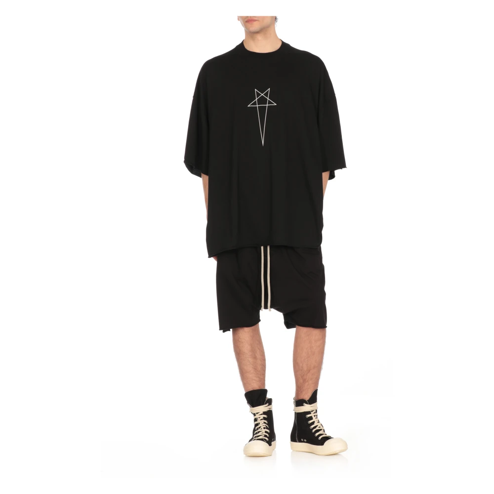 Rick Owens Zwarte Katoenen Bermuda Shorts Elastische Taille Black Heren