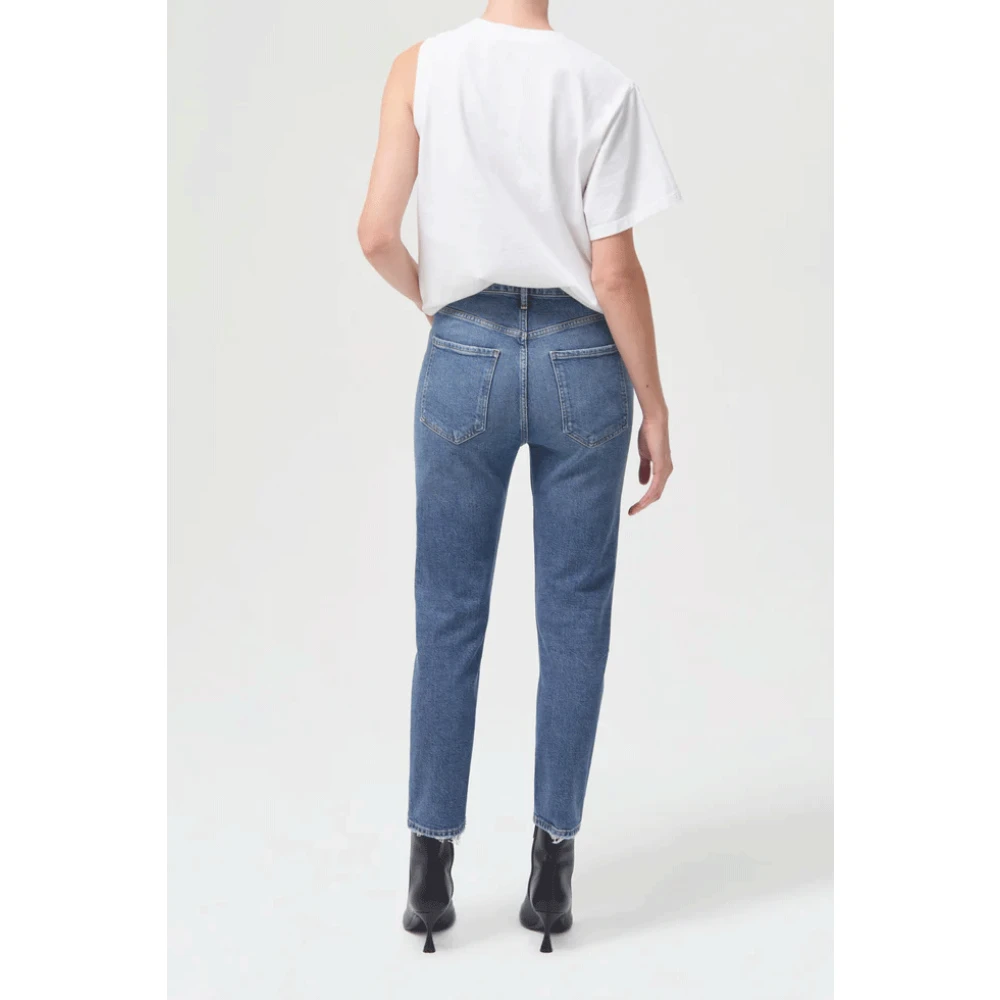 Agolde High Rise Straight Crop Jeans in Silence Blue Dames