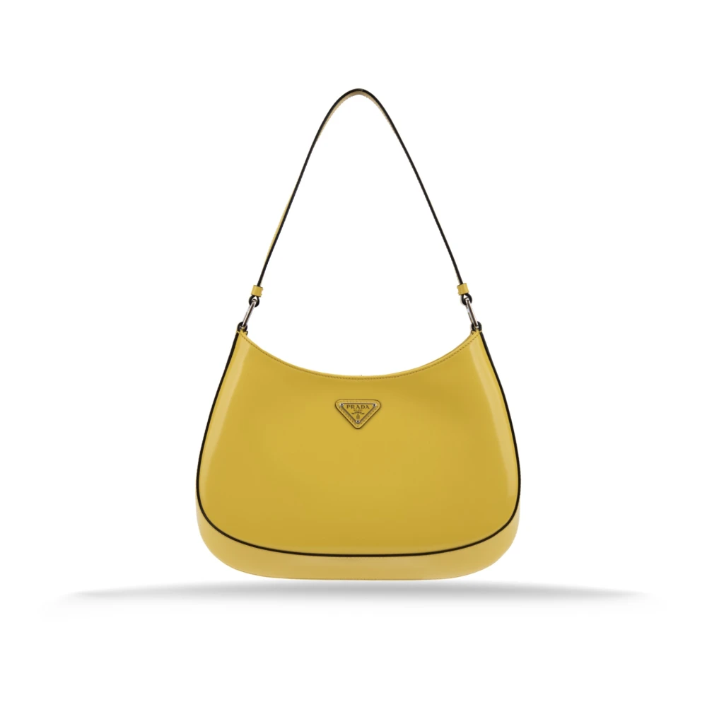 Prada Leren schoudertas voor dames met magnetische sluiting Yellow Dames